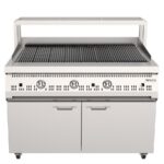 GAS CAST IRON GRILL WITH WATER TRAY, RESTING AREA AND CABINET BASE